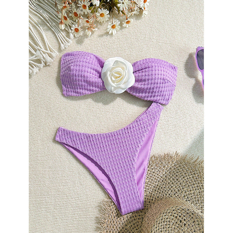 Women's Bandeau Bikini with Floral Detail