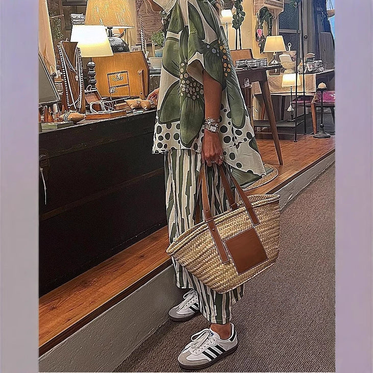 Casual Blouse and Palazzo Pants Set