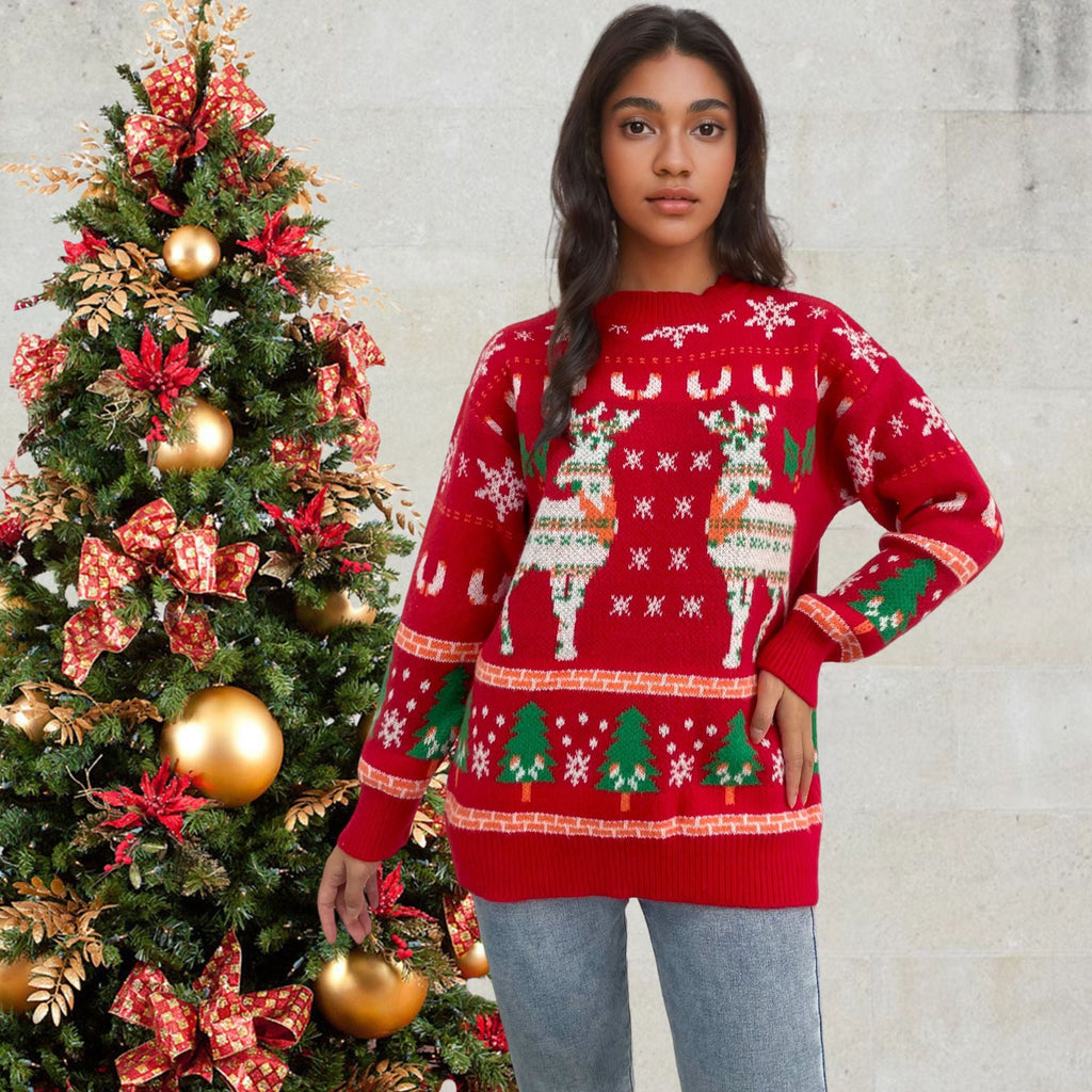 Women's Festive Knit Sweater with Holiday Motif