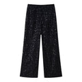 Women's Elegant Palazzo Pants with Floral Lace Trim