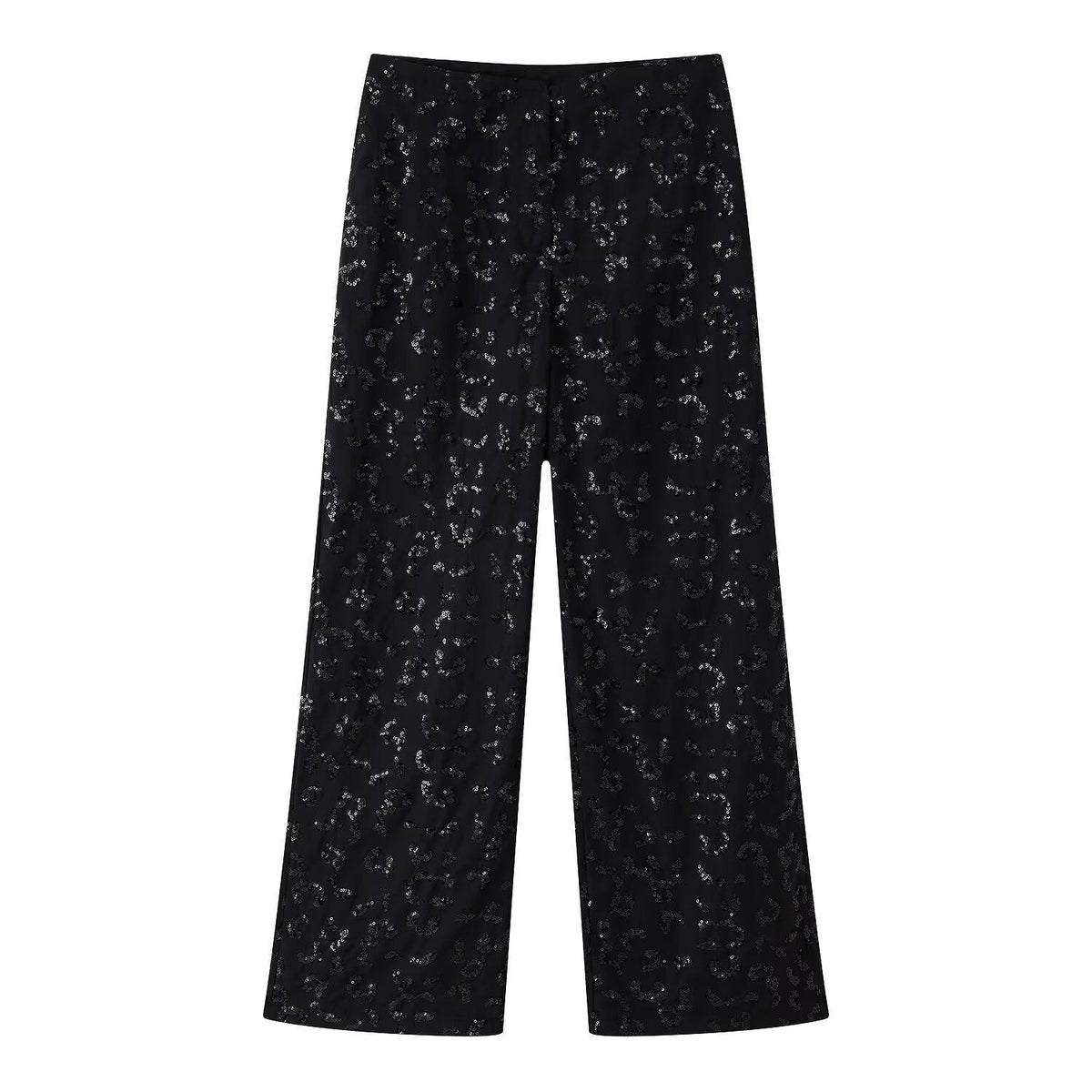 Women's Elegant Palazzo Pants with Floral Lace Trim