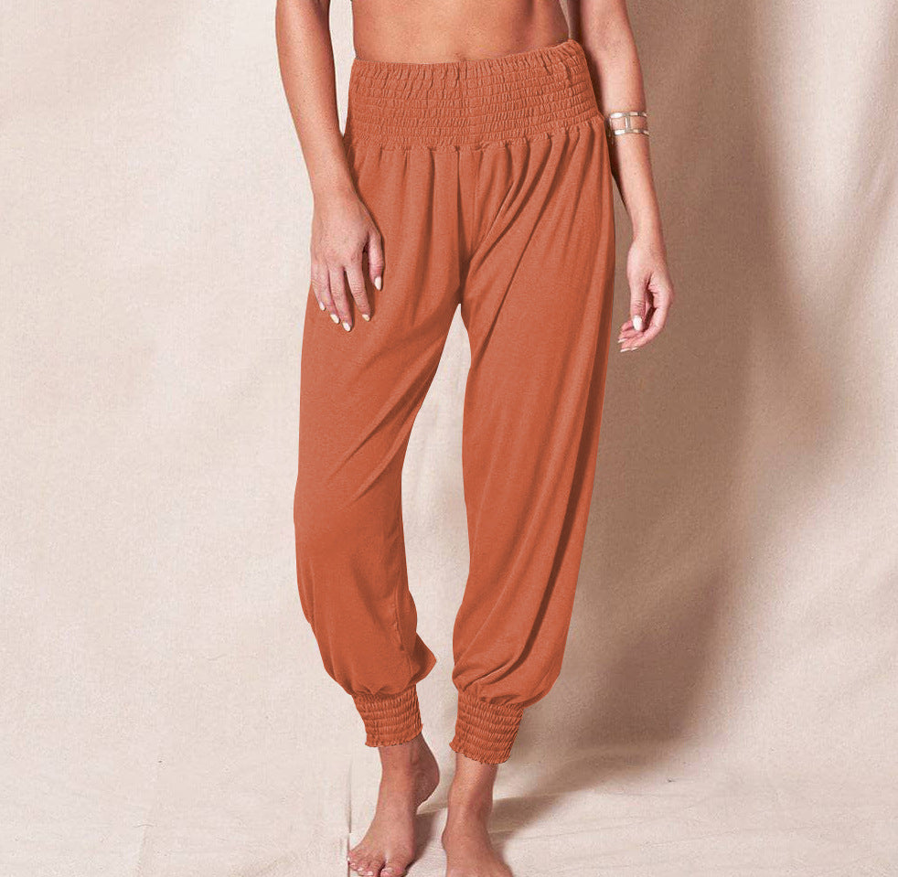 Women's Comfortable Casual Pants with Elastic Waist and Slim Cuffs