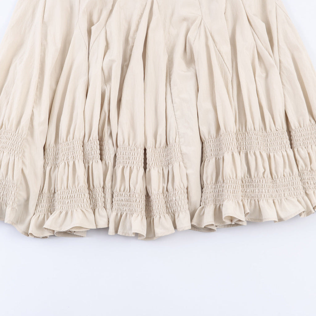 Women's Midi Skirt with Pleats and Ruffles