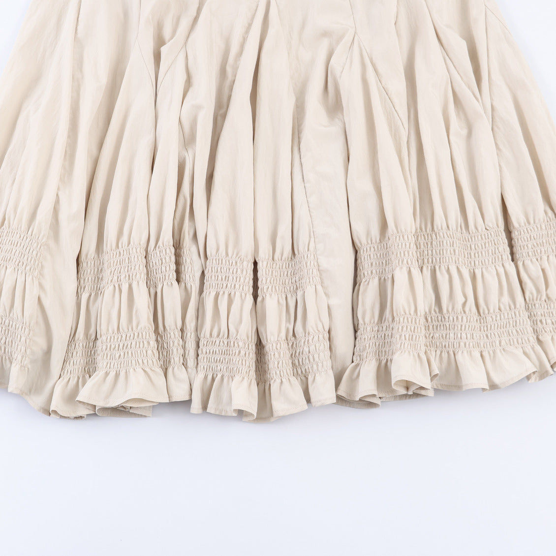Women's Midi Skirt with Pleats and Ruffles