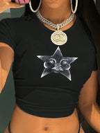 Women's Crop T-Shirt with Retro Phone Design
