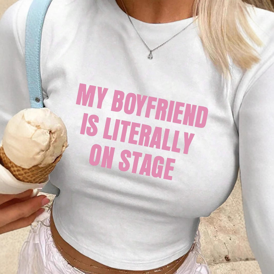 Women's Crop T-Shirt with Eye Motif and Tour Graphic