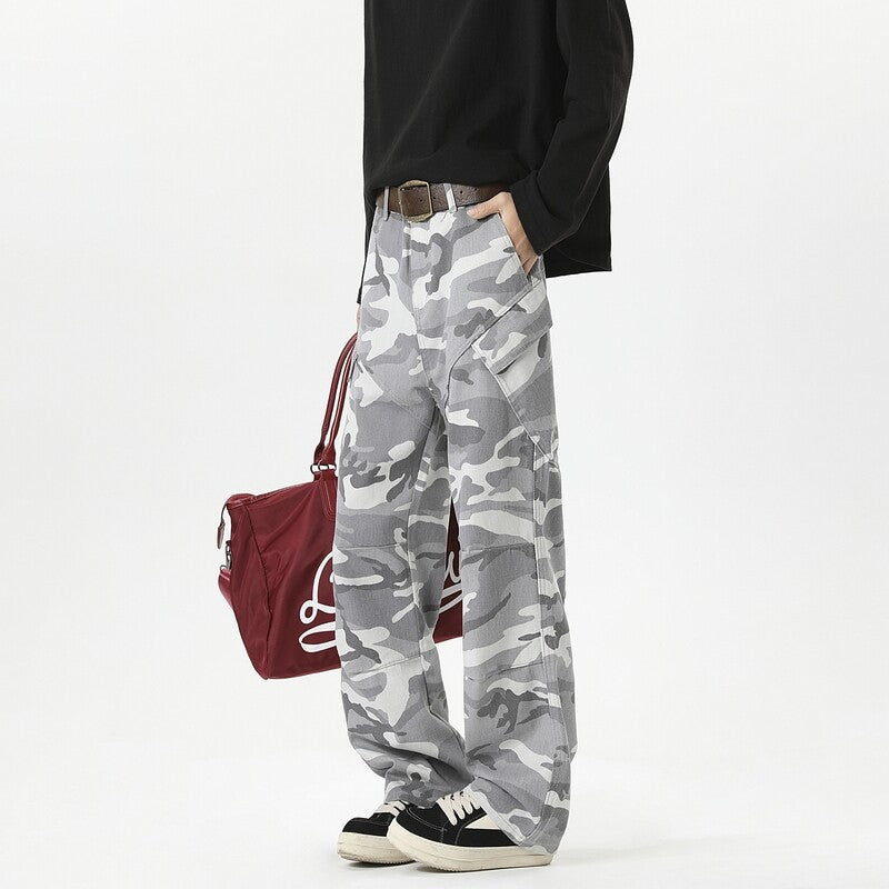 Women's Camouflage Cargo Pants with High Pockets