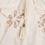 Women's Blouse with Floral Embroidery and Elegant Tassels