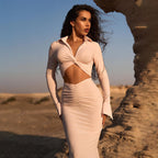 Figure-Hugging Wrap Top and Tube Skirt Set
