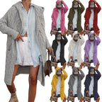 Women's Chunky Knit Cardigan with Open Cut and Hood