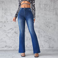 Women's High-Waisted Flared Jeans with Fashionable Wash