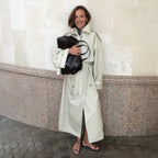 Women's Fashionable Trench Coat with Wide Belt and Wide Sleeves