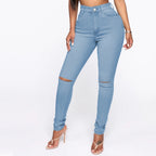 Women's High-Waist Destroyed Detail Jeans