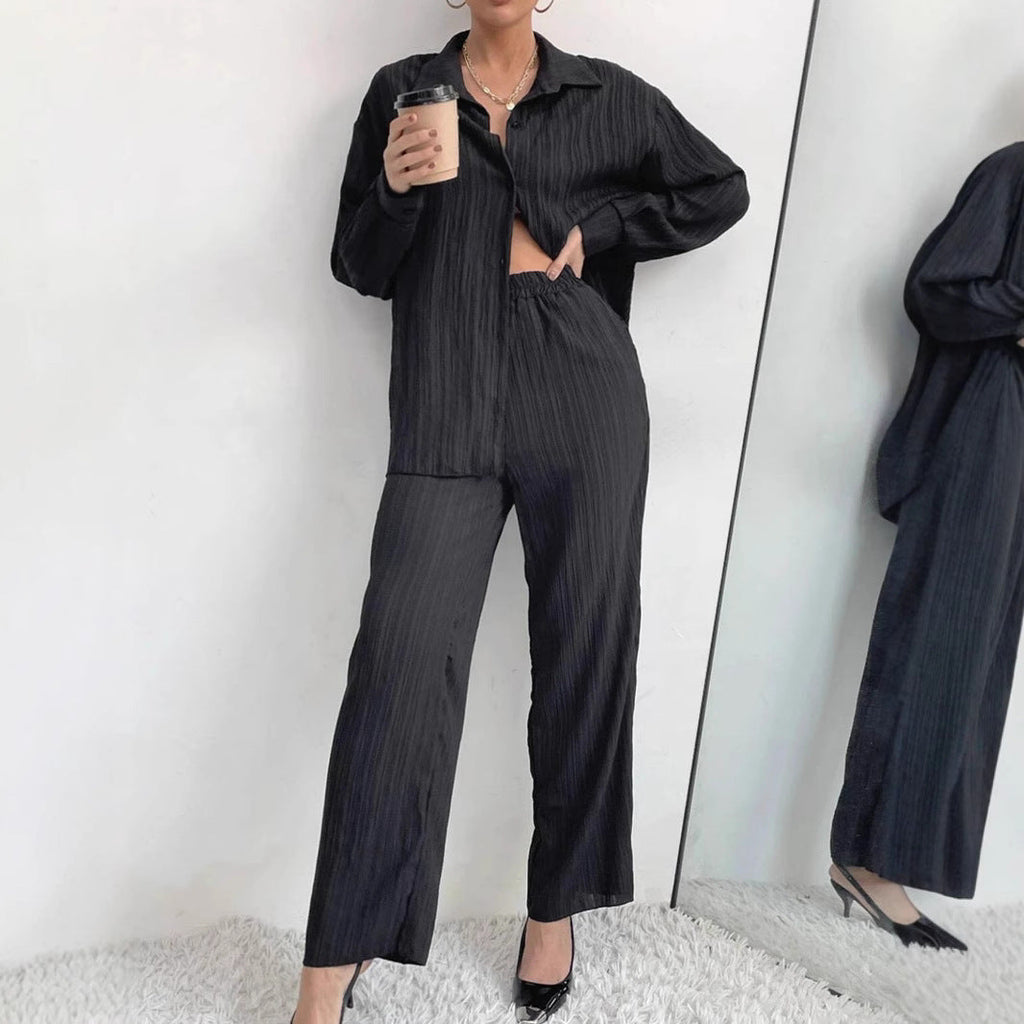 Casual Two-Piece Set with Button Detail