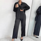 Casual Two-Piece Set with Button Detail