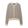Women's Striped Knit Cardigan with Gold Buttons