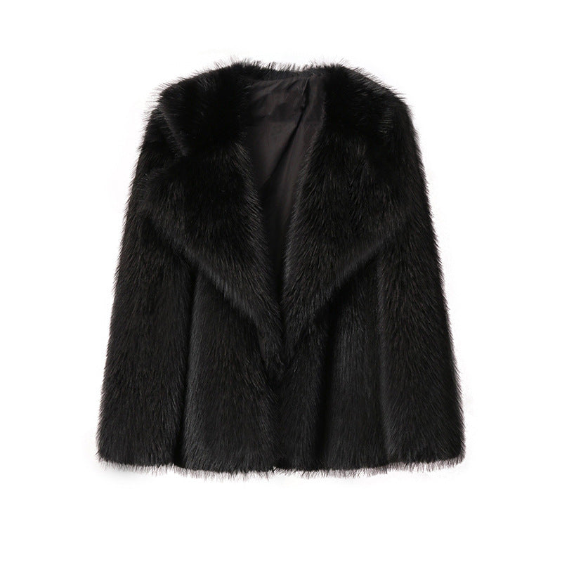 Women's Elegant Faux Fur Jacket with Soft Collar