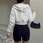 Women's Cropped Sweat Jacket with Zipper