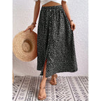 Women's Maxi Skirt with Floral Design and Button Details