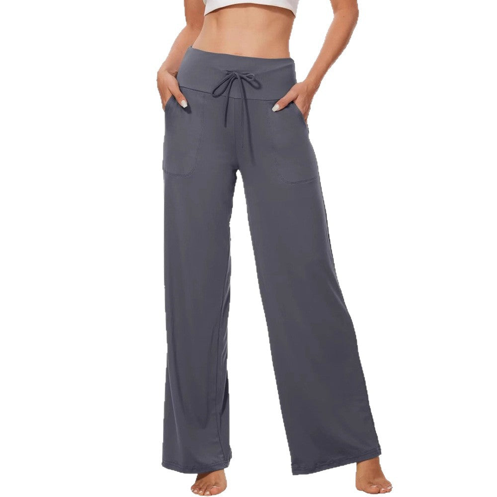 Women's Comfortable Wide-Leg Casual Pants with Drawstring