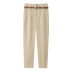 Women's Elegant Chino Pants with Pockets and Belt