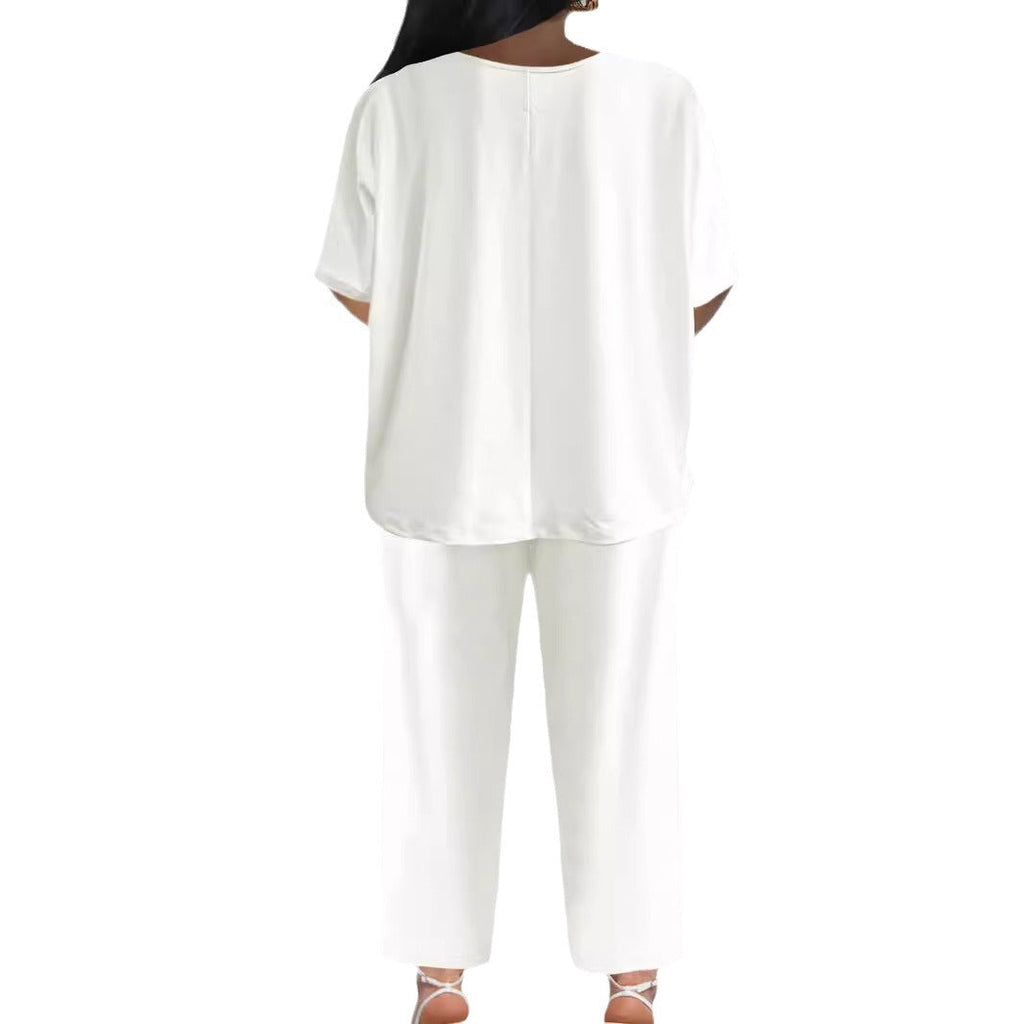 Women's Jumpsuit with Casual V-Neck and Wide Leg