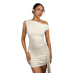 Women's Asymmetrical Mini Dress with Elegant Draping
