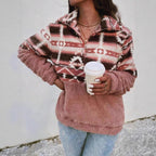 Women's Fleece Sweater with Aztec Pattern