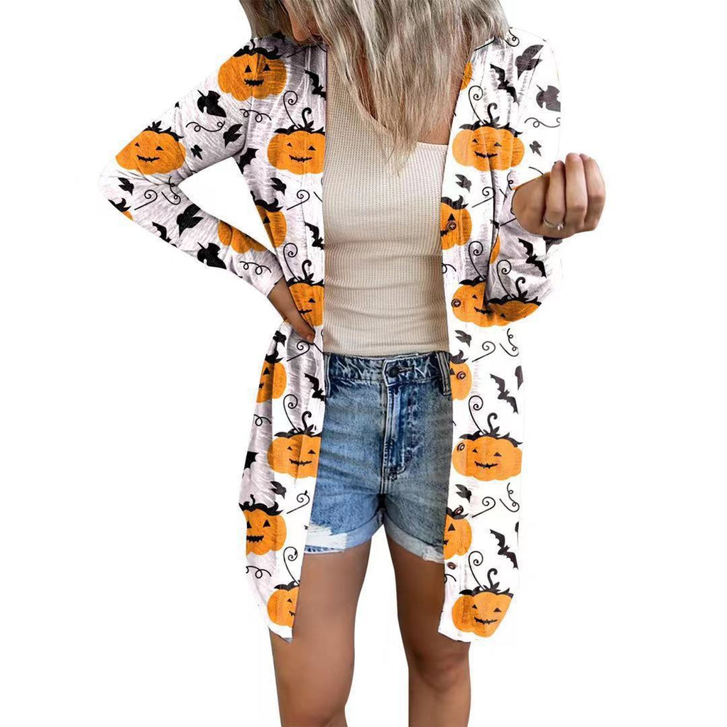 Women's Long-Sleeve Blouse with Animal Print and Button Closure