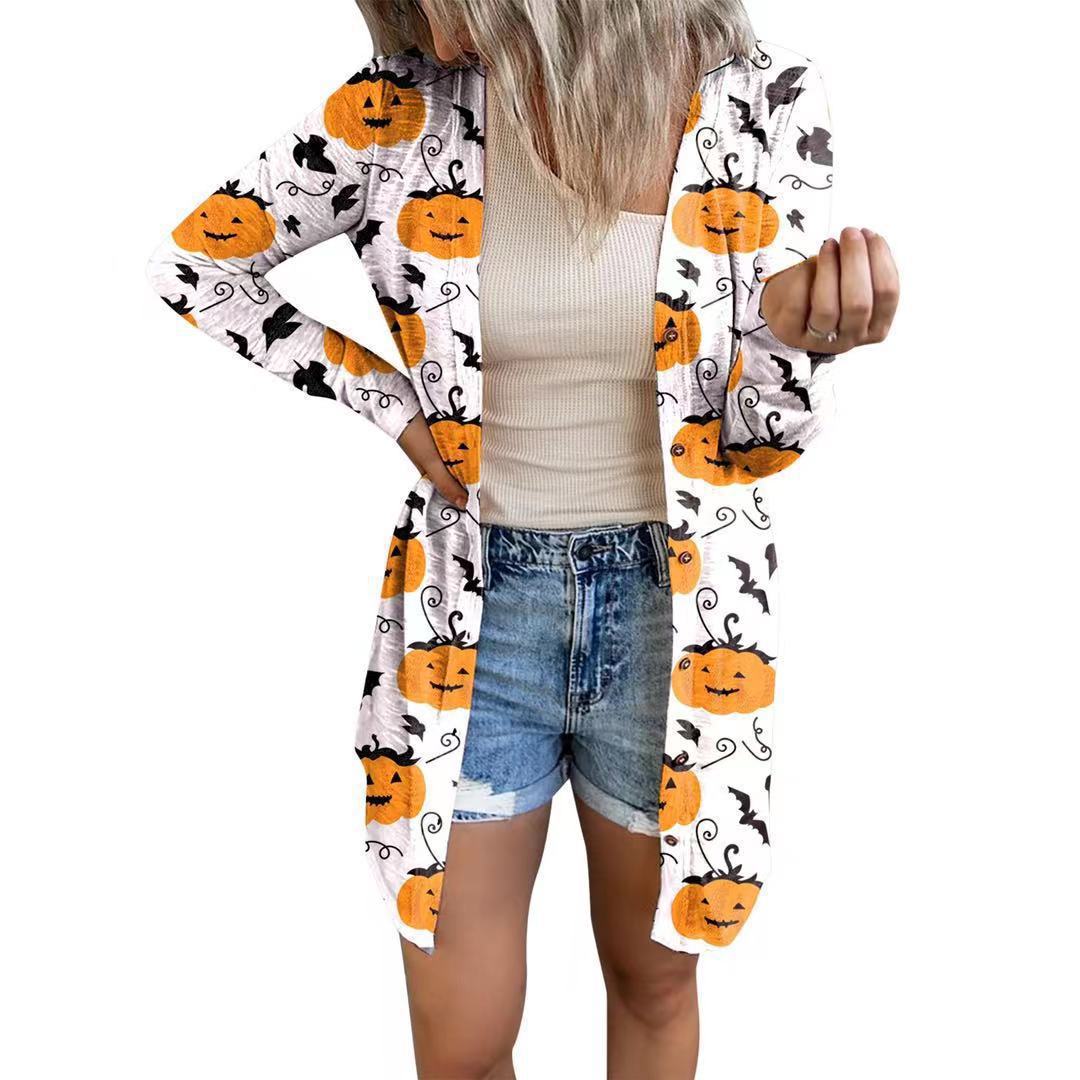 Women's Long-Sleeve Blouse with Animal Print and Button Closure