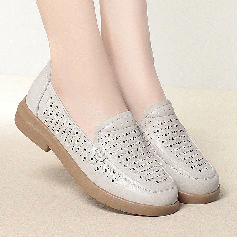 Women's Breathable Moccasins with Elegant Perforations