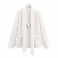 Women's Elegant Blazer with Detachable Neck Scarf