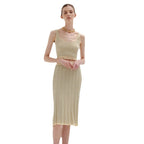 Women's Elegant Knit Ensemble with Button Placket and High Collar