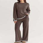 Women's Lounge Set with Wide Cut and Contrast Cuffs