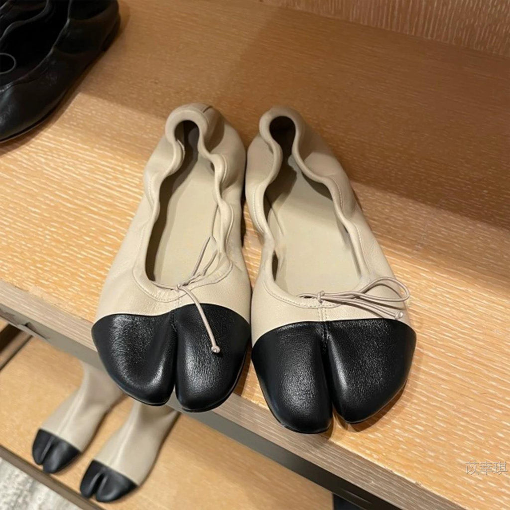 Women's Ballet Flats with Rounded Toe and Lace-Up Detail