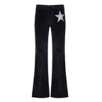 Women's Elegant Flared Trousers with Glitter Star Detail