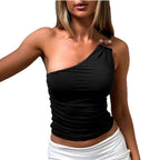 Asymmetrical Top with Decorative Buttons