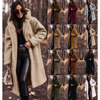 Women's Fluffy Teddy Coat with Hood and Button Detail