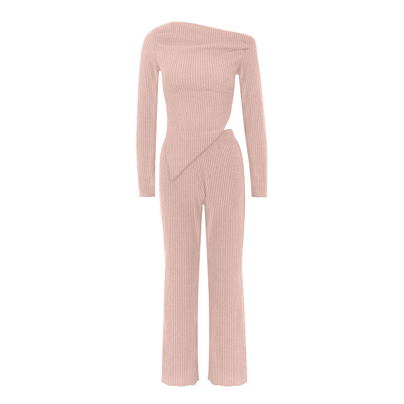 Long Sleeve Asymmetric Neckline Jumpsuit