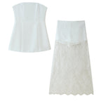 Women's Crop Top and Long Lace Skirt Set