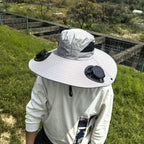 Air-Cooled Sun Hat with Removable USB Fans and Neck Protection