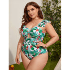 Women's Swimsuit with Ruffles and Fashionable Floral Pattern
