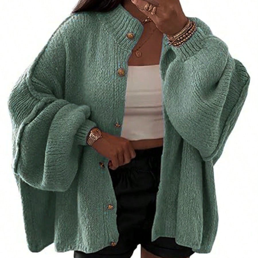 Women's Fluffy Cardigan with Dropped Shoulders