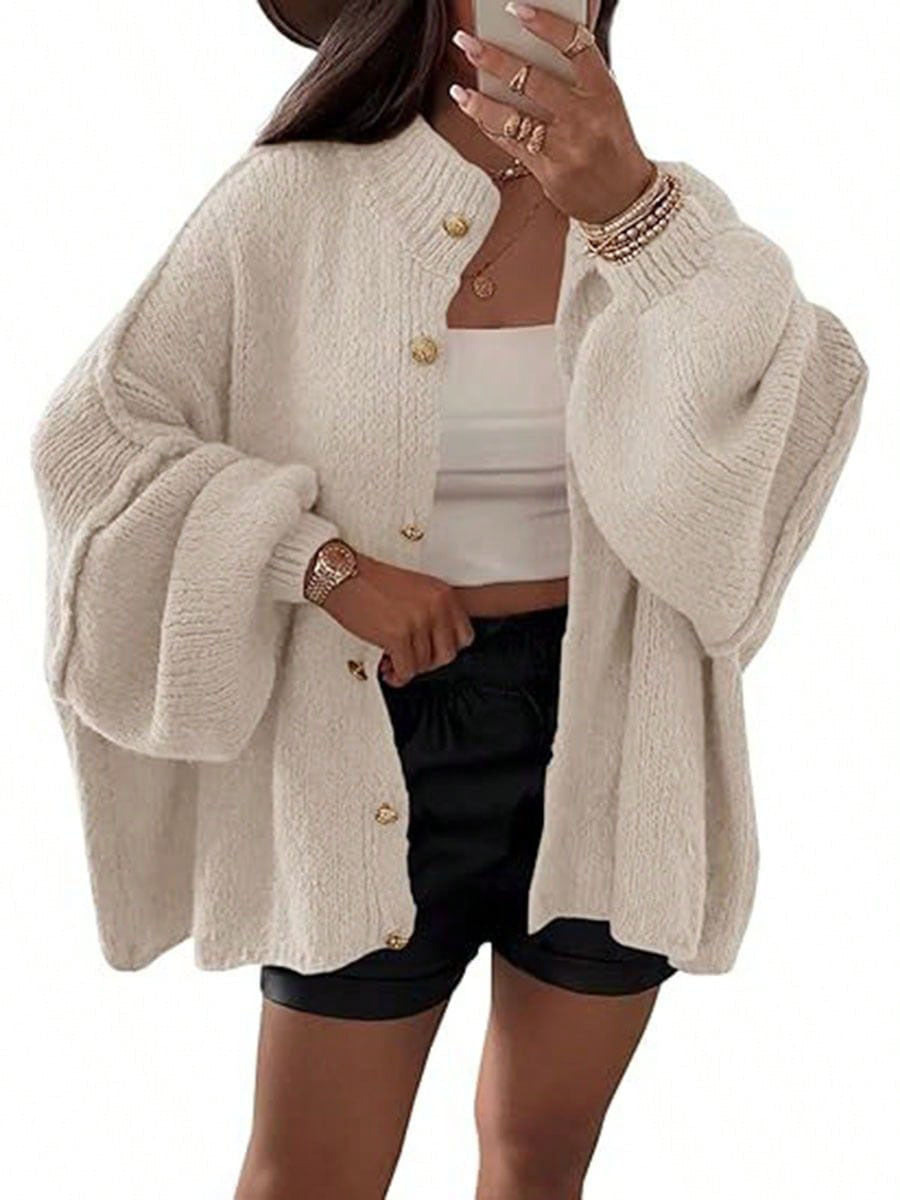 Women's Fluffy Cardigan with Dropped Shoulders