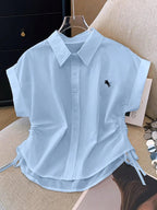 Women's Short-Sleeve Blouse with Side Ruching