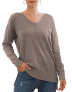 Elegant V-Neck Sweater with Asymmetrical Hem