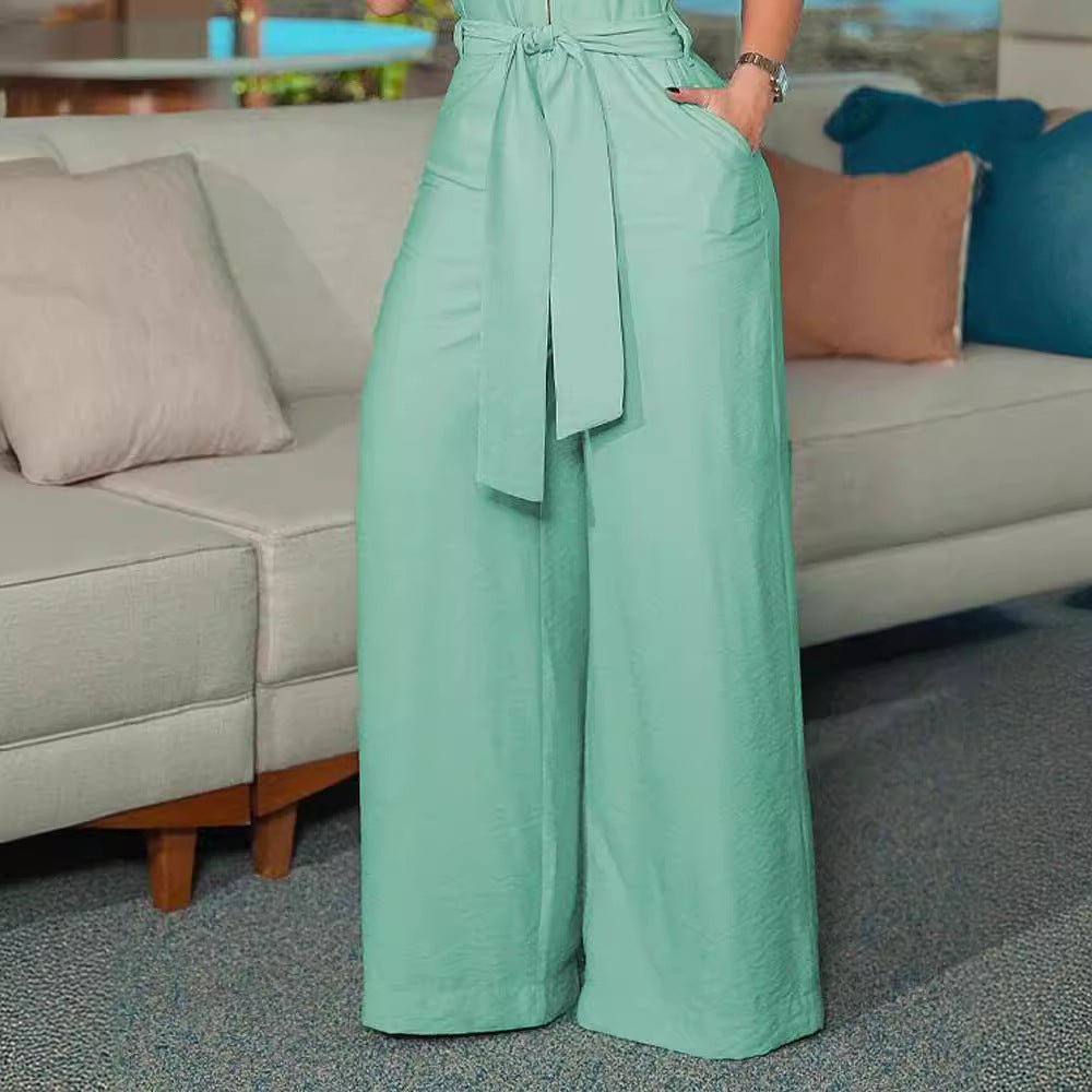 Women's Wide-Leg Jumpsuit with Waist Belt