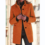 Women's Elegant Wool Jacket with Pockets and Button Closure