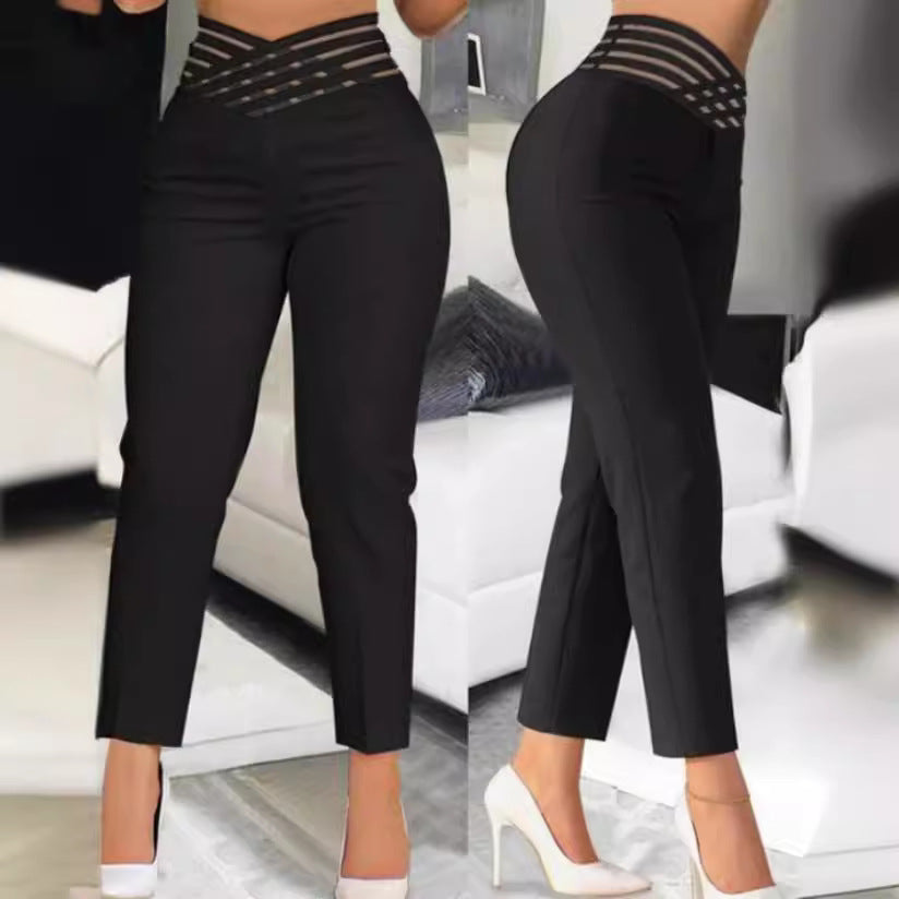 High-Waisted Trousers with Decorative Detail