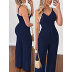 Women's Wide-Leg Jumpsuit with Sash